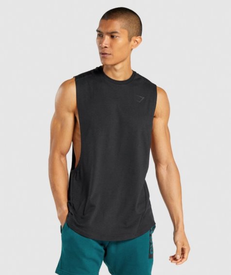 Podkoszulki Gymshark Bold Drop Arm Męskie Czarne | PL 678AIJ